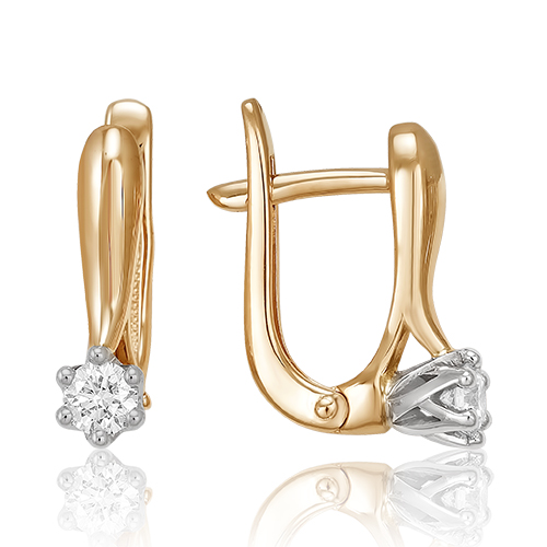 Серьги из золота с камнем Бриллиант фото, цены