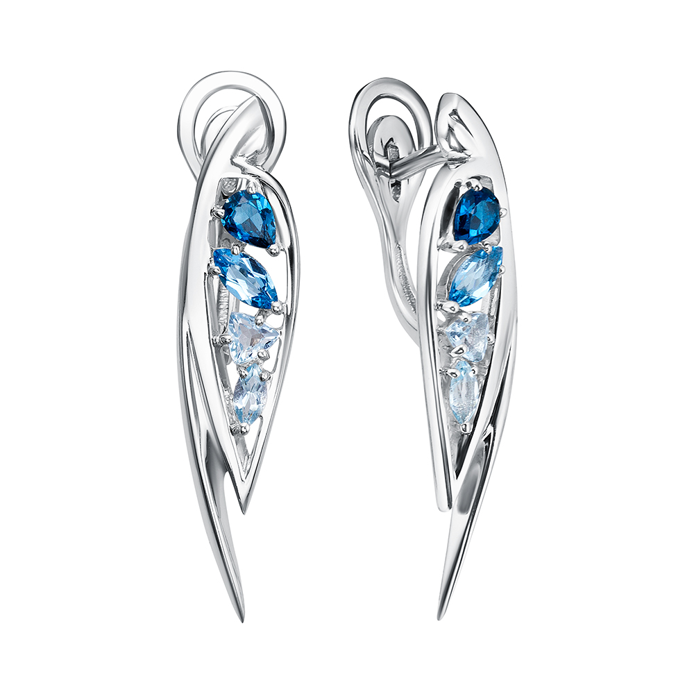 Серьги из серебра с камнем Лондон топаз, Топаз фото, цены