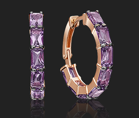 Серьги из золота с камнем аметист фото, цены