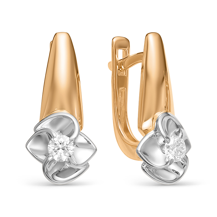 Серьги из золота с камнем Бриллиант фото, цены