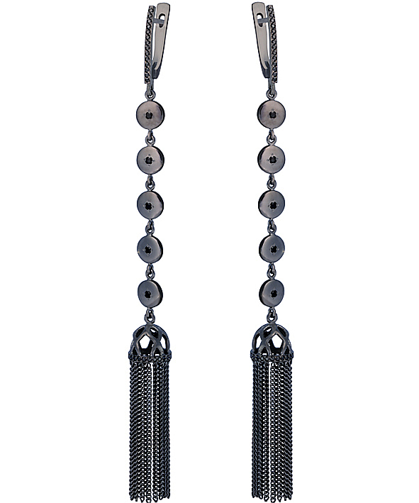 Серьги из серебра с камнем Фианит фото, цены