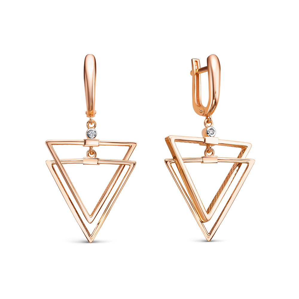 Серьги из золота с камнем Фианит фото, цены