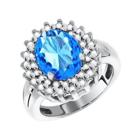 Кольцо из серебра с камнем Фианит, Кварц фото, цены