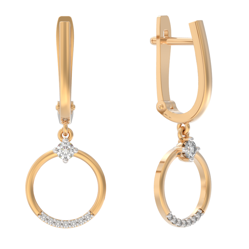 Серьги из золота с камнем Фианит фото, цены