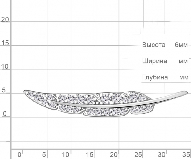 Брошь из серебра с камнем Фианит фото, цены
