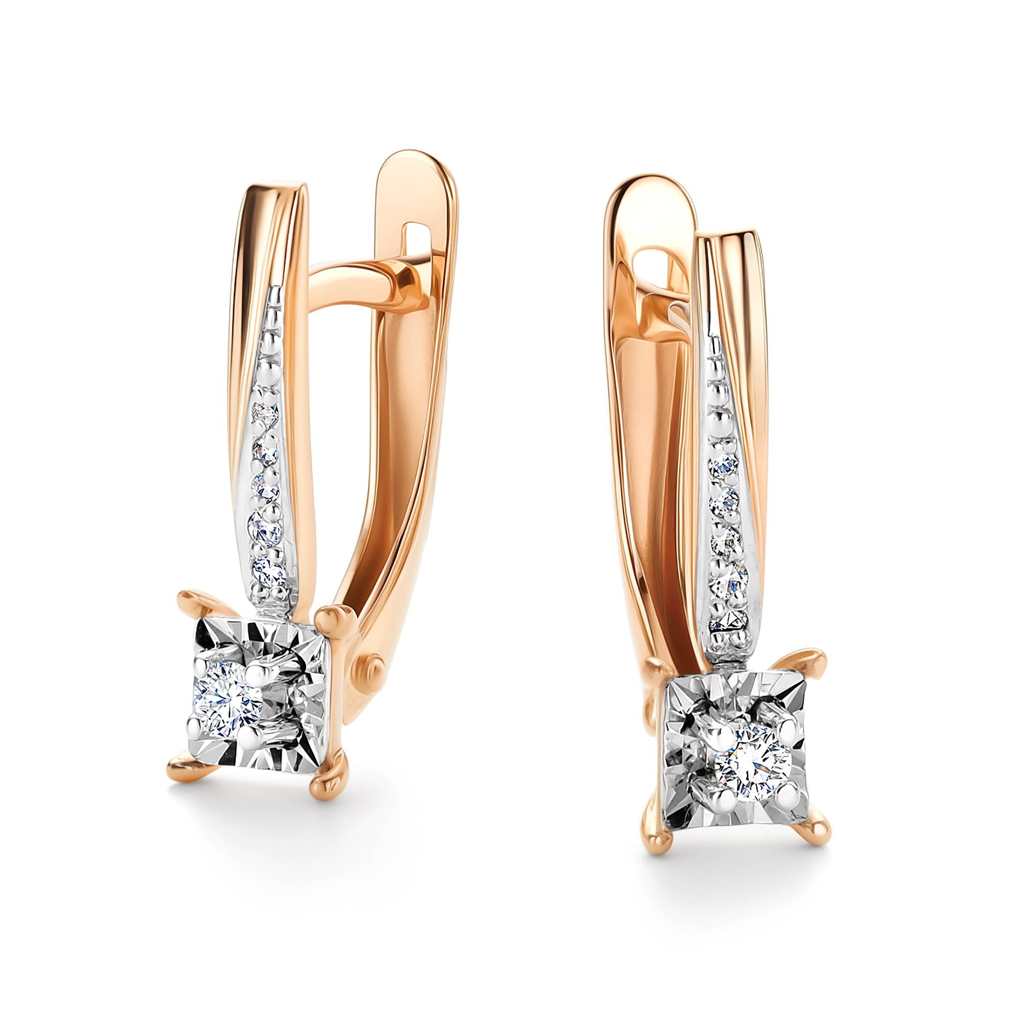 Серьги из золота с камнем Бриллиант фото, цены