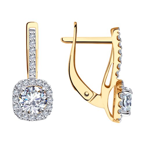 Серьги из золота с камнем Фианит фото, цены