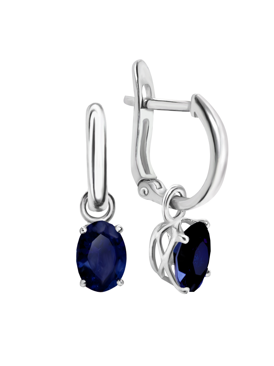 Серьги из золота с камнем Сапфир фото, цены