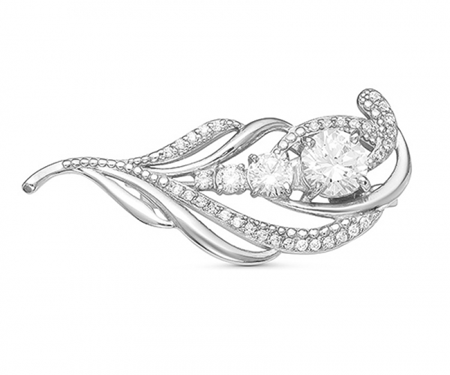 Брошь из серебра с камнем Фианит фото, цены