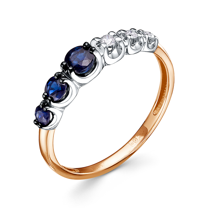 Кольцо из золота с камнем Бриллиант, Сапфир фото, цены