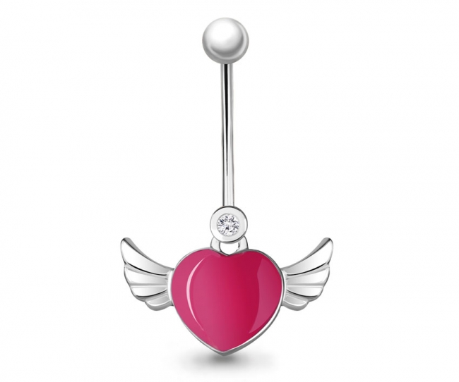 Пирсинг из серебра с камнем Фианит, вставками эмали фото, цены