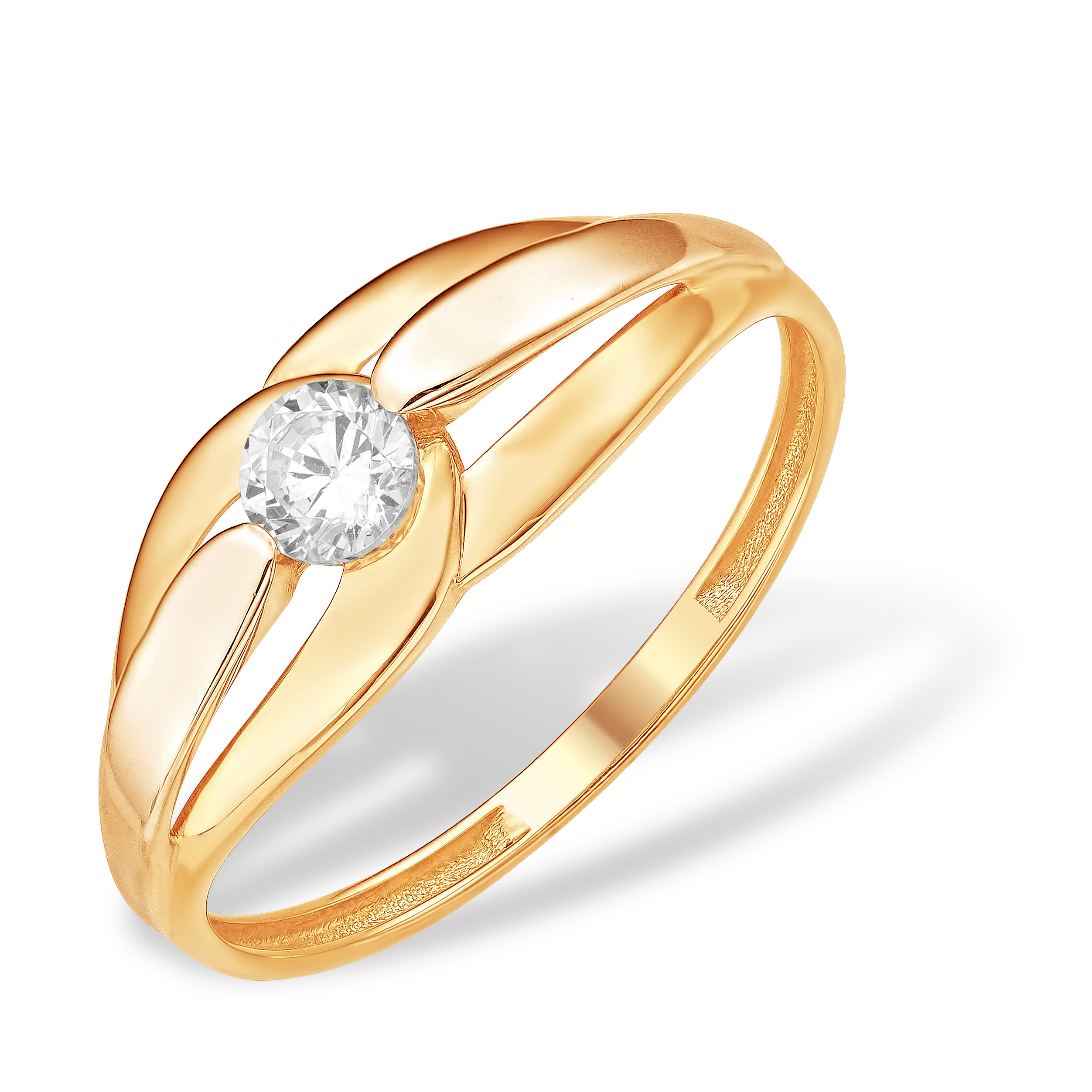 Кольцо из золота с камнем Фианит фото, цены