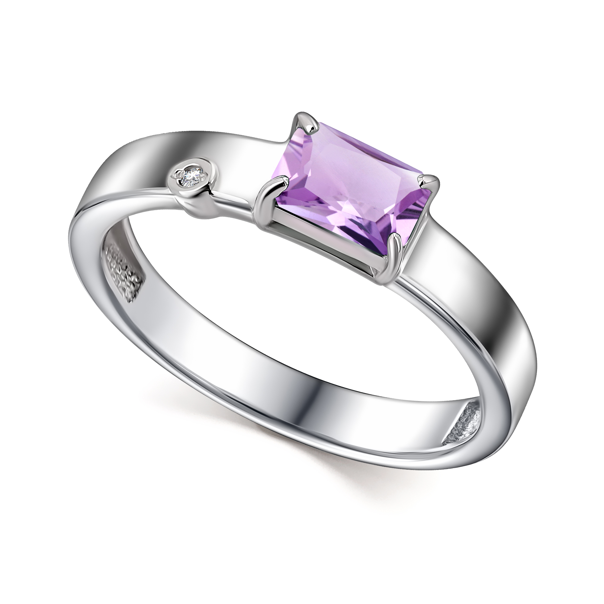 Кольцо из серебра с камнем аметист фото, цены