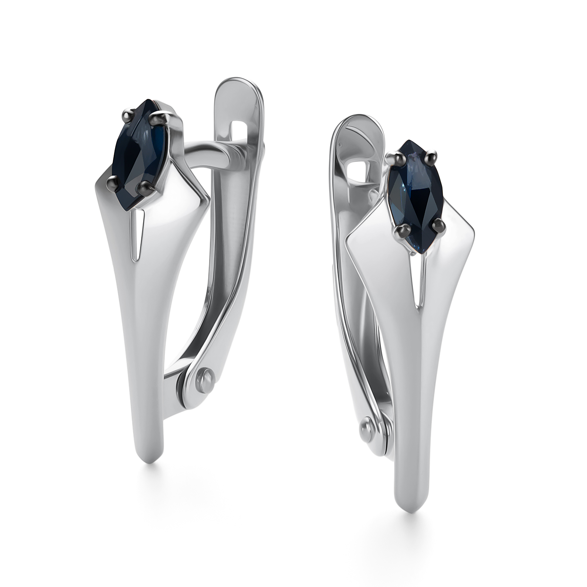 Серьги из золота с камнем Сапфир фото, цены