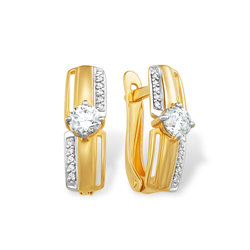 Серьги из золота с камнем Фианит фото, цены