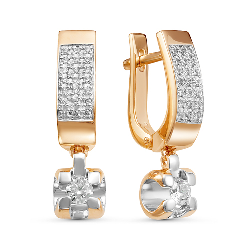 Серьги из золота с камнем Бриллиант фото, цены