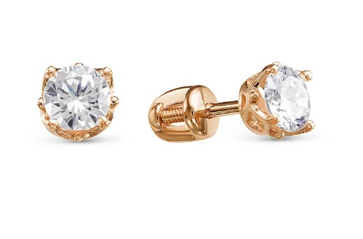 Серьги из золота с камнем Фианит фото, цены