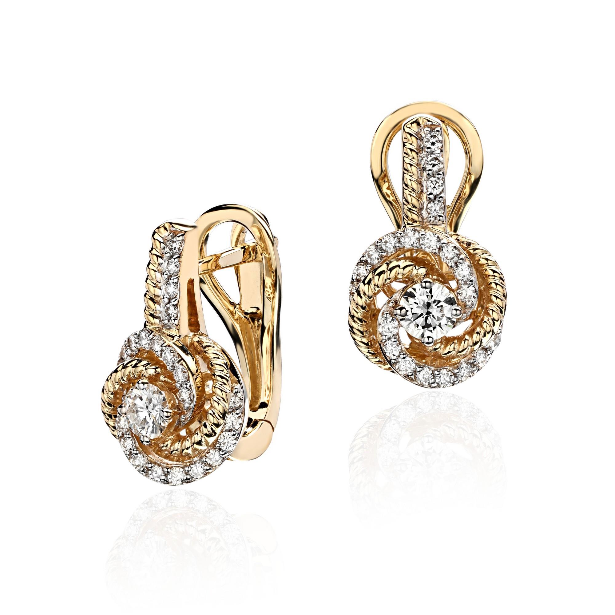 Серьги из золота с камнем Бриллиант фото, цены