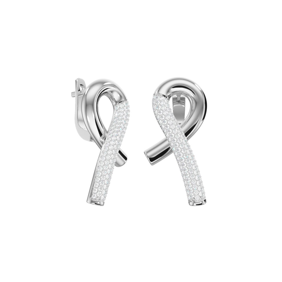 Серьги из серебра с камнем Фианит фото, цены