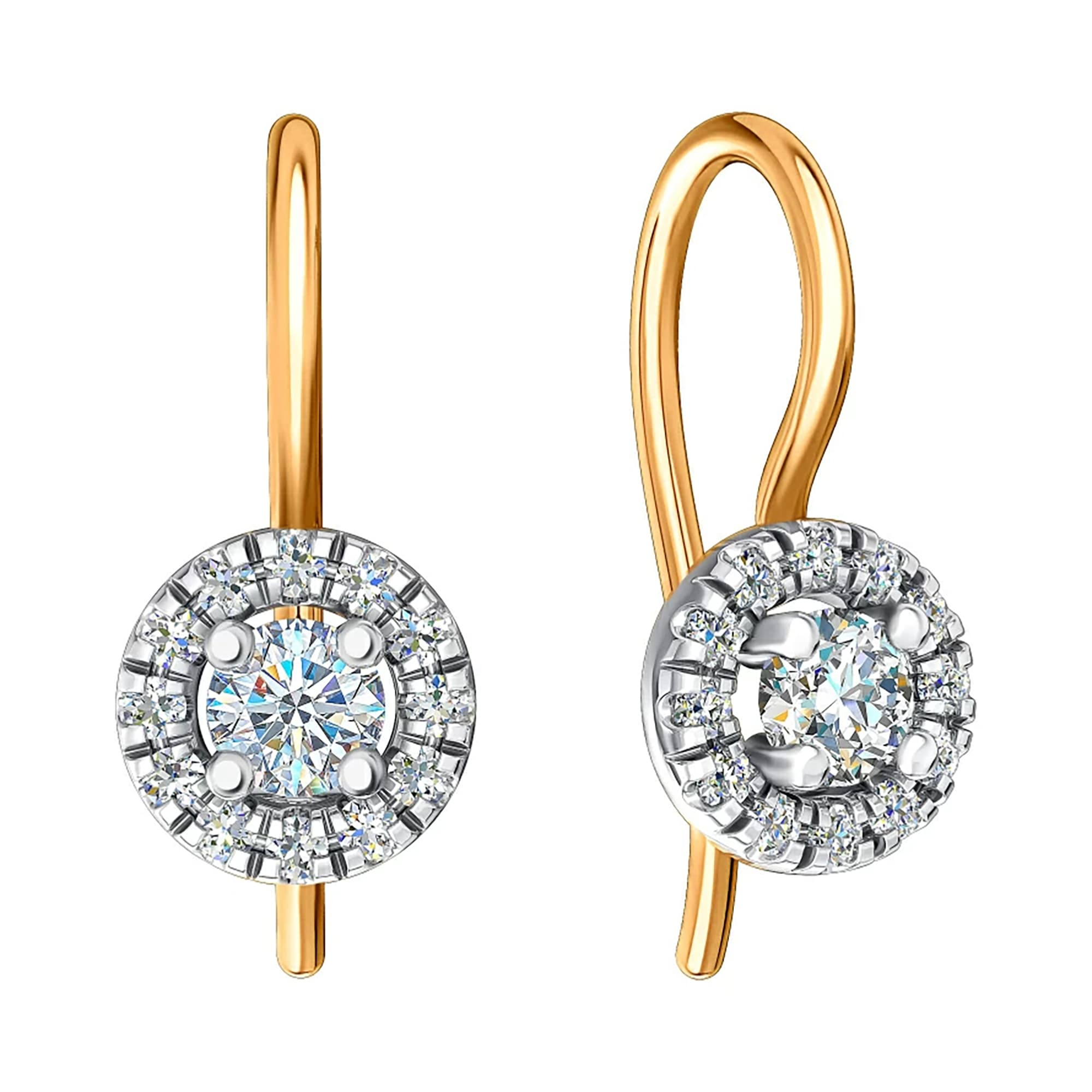 Серьги из золота с камнем Фианит фото, цены