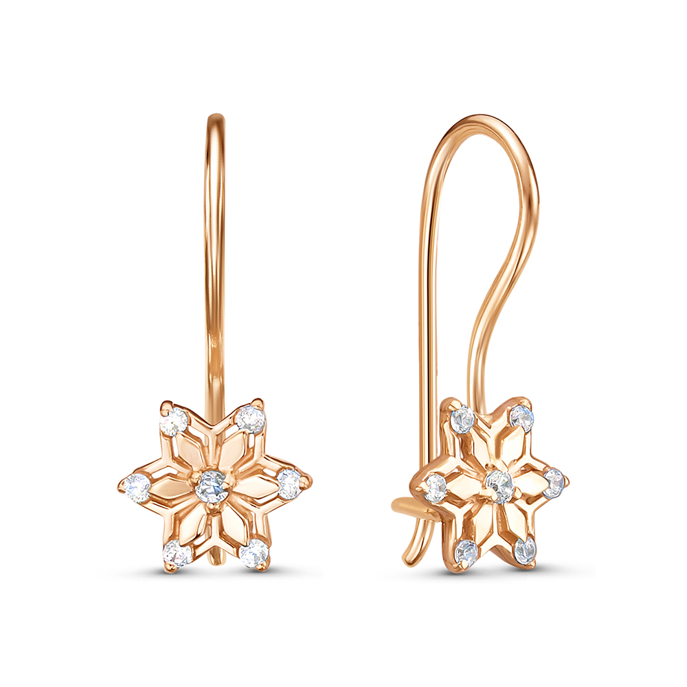 Серьги из золота с камнем Фианит фото, цены