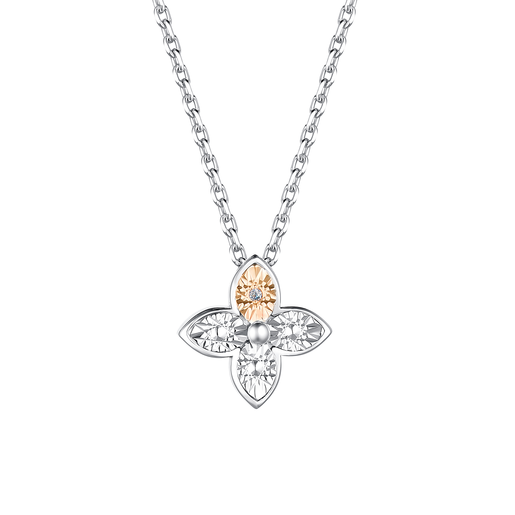 Колье из серебра с камнем Бриллиант, вставками золота фото, цены