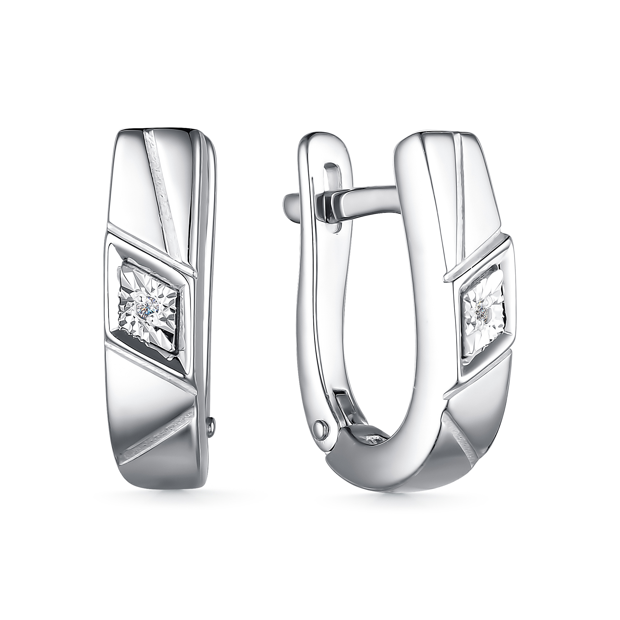 Серьги из серебра с камнем Бриллиант фото, цены