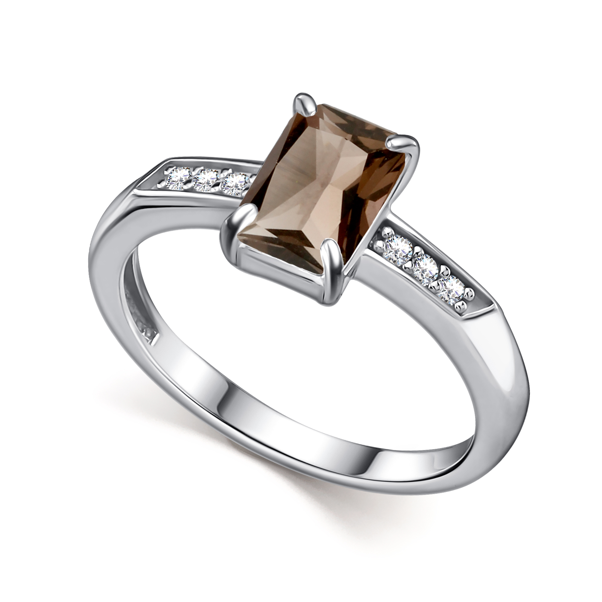 Кольцо из серебра с камнем Фианит, Раух-топаз фото, цены