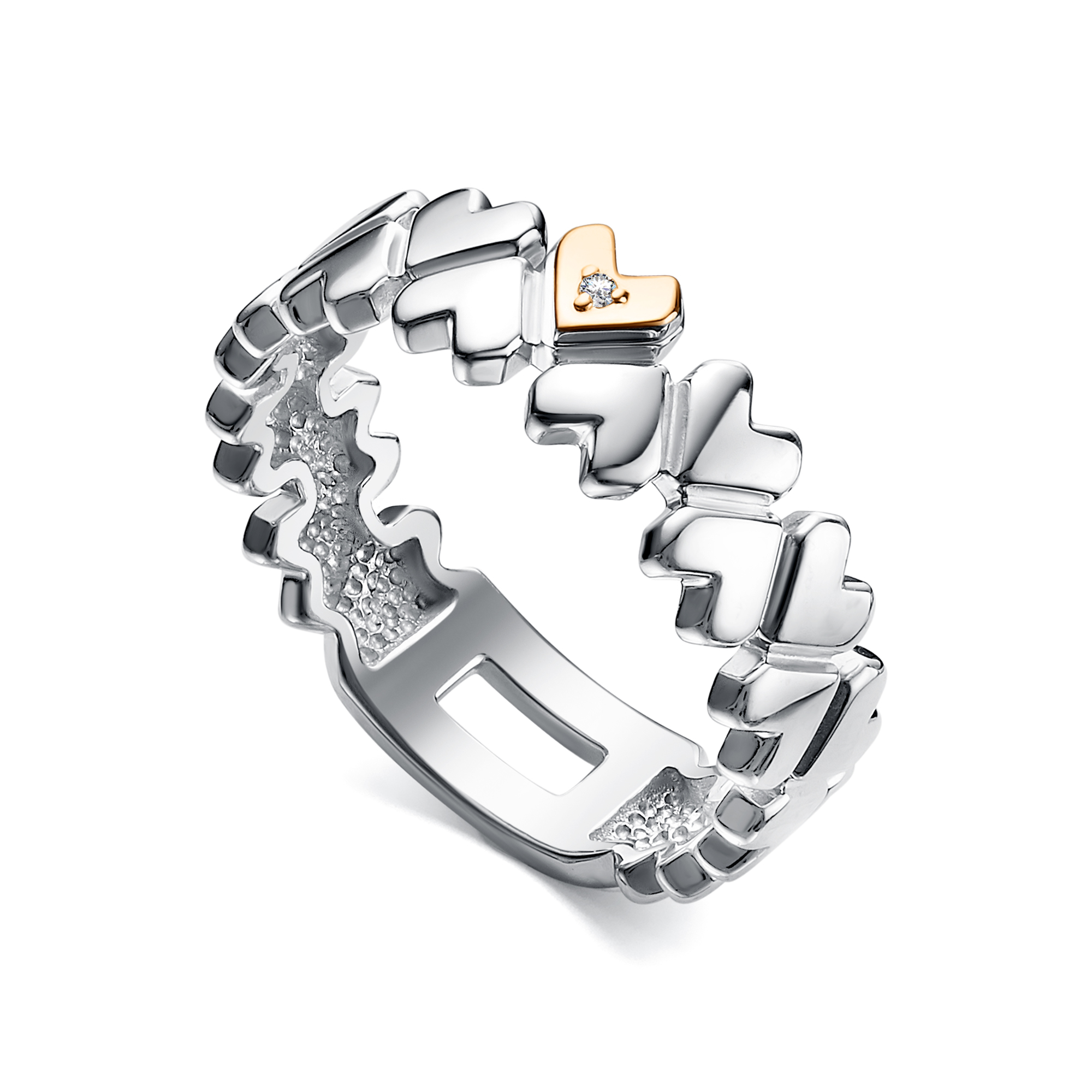 Кольцо из серебра с камнем Бриллиант, вставками золота фото, цены