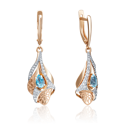 Серьги из золота с камнем Топаз фото, цены