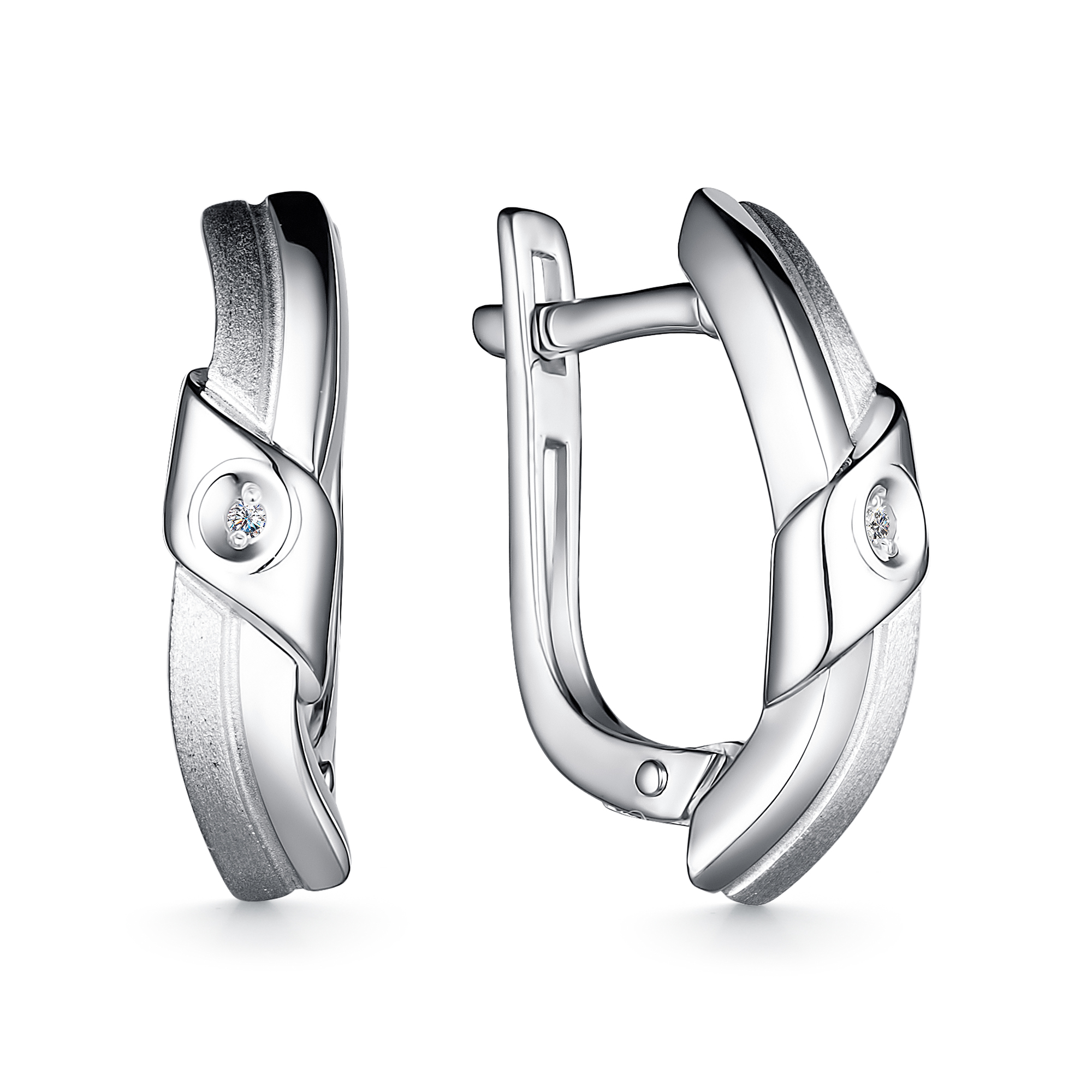 Серьги из серебра с камнем Бриллиант фото, цены