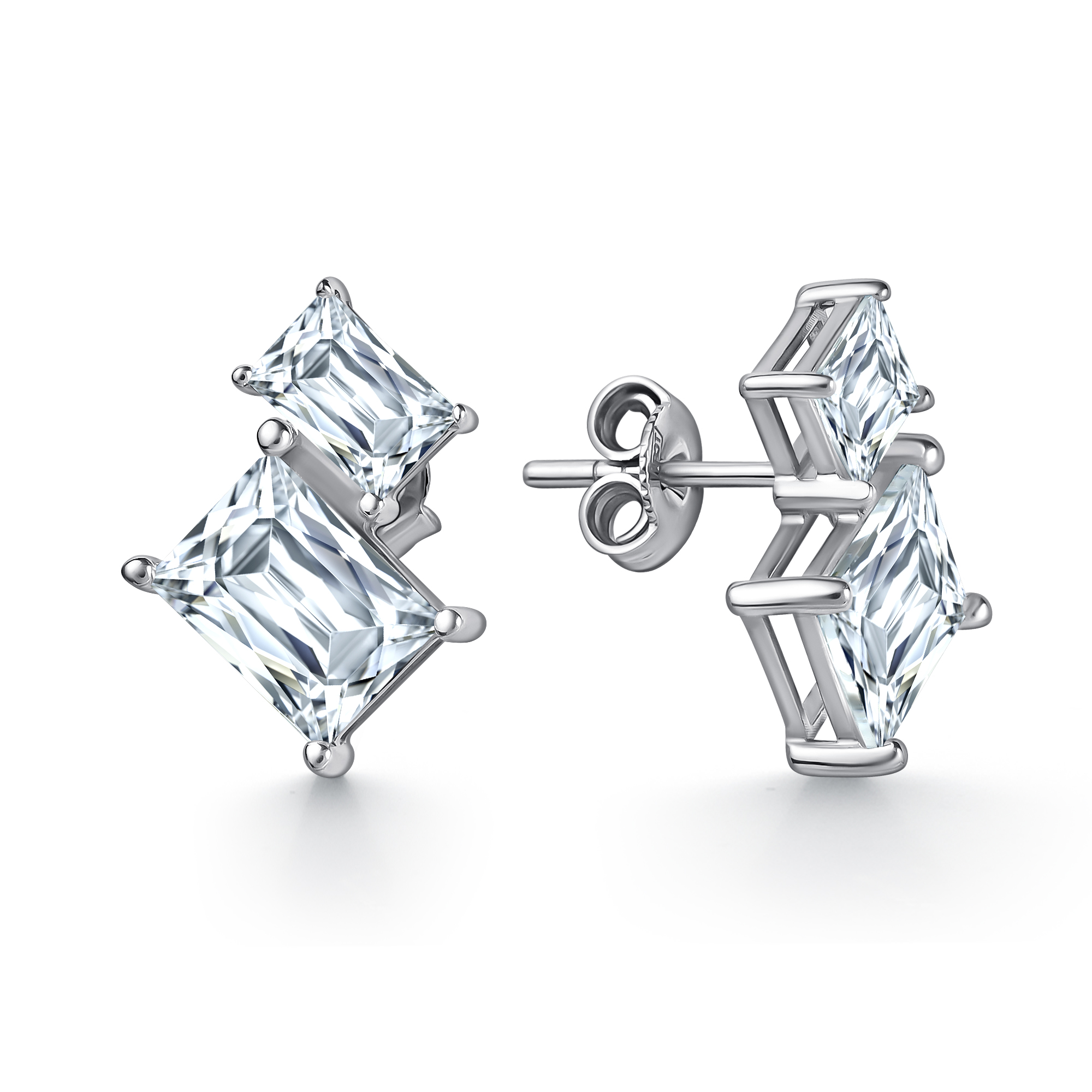 Серьги из серебра с камнем Фианит фото, цены