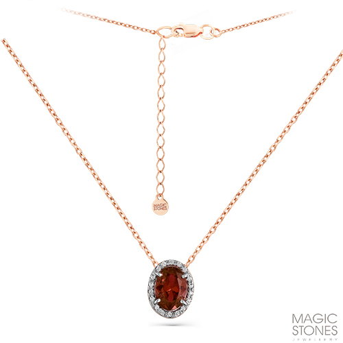 Колье из золота с камнем Гранат, Фианит фото, цены