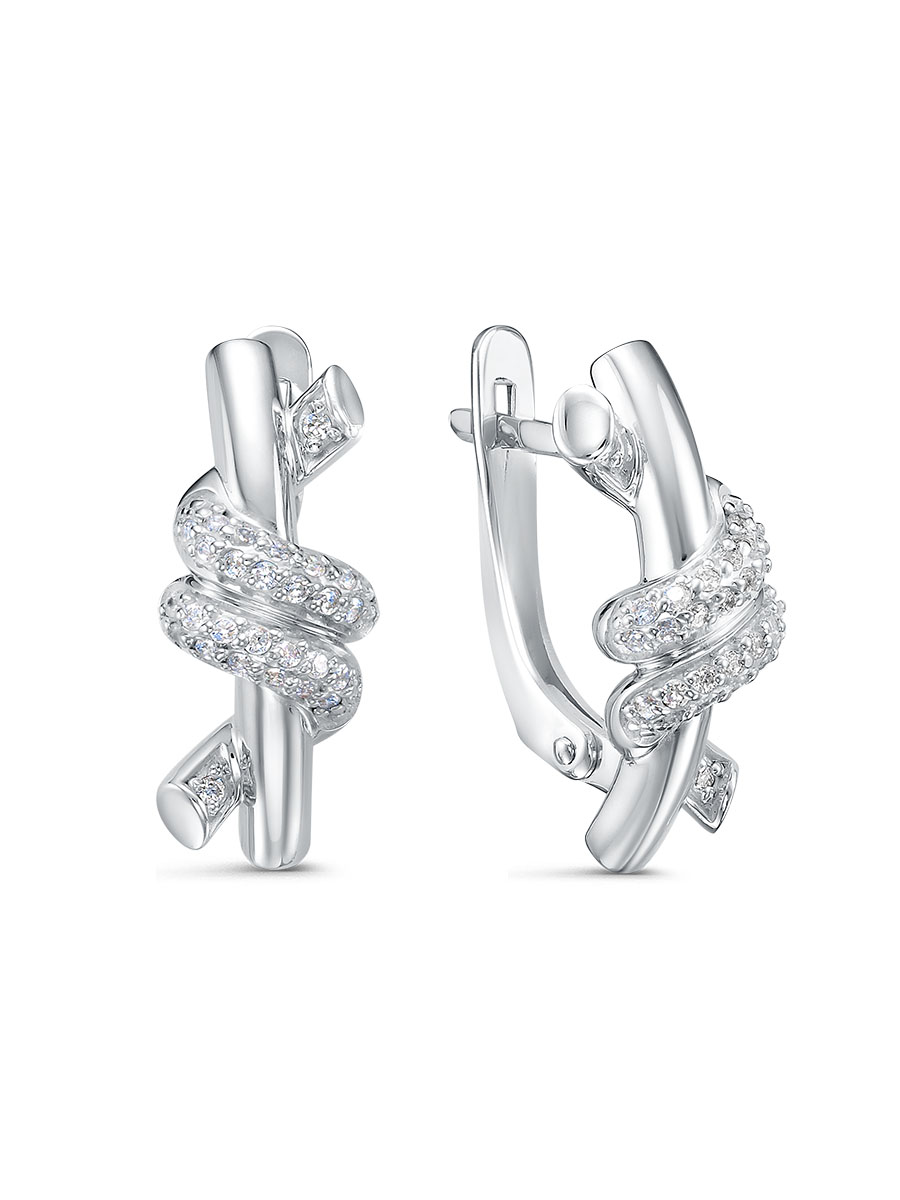 Серьги из серебра с камнем Фианит фото, цены