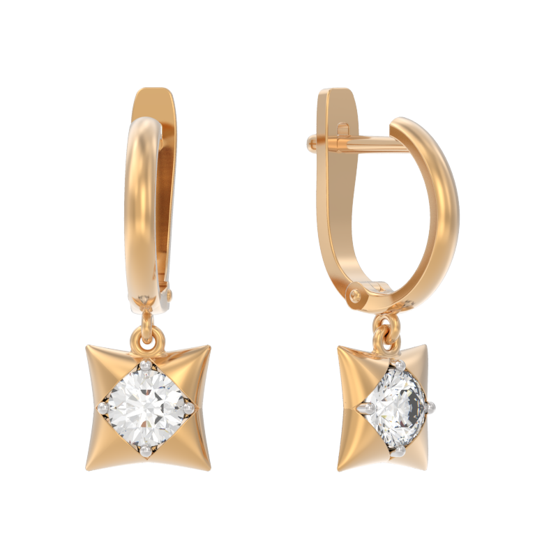 Серьги из золота с камнем Фианит фото, цены