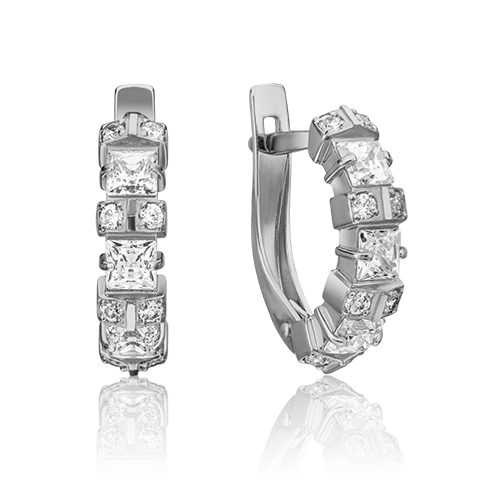 Серьги из золота с камнем Фианит фото, цены