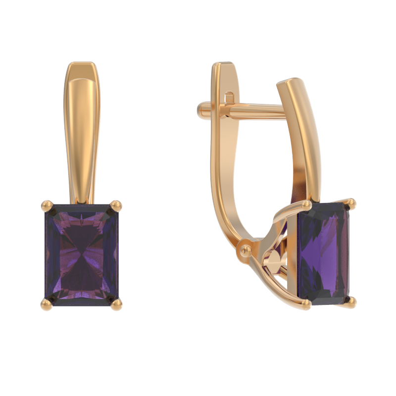 Серьги из золота с камнем аметист фото, цены