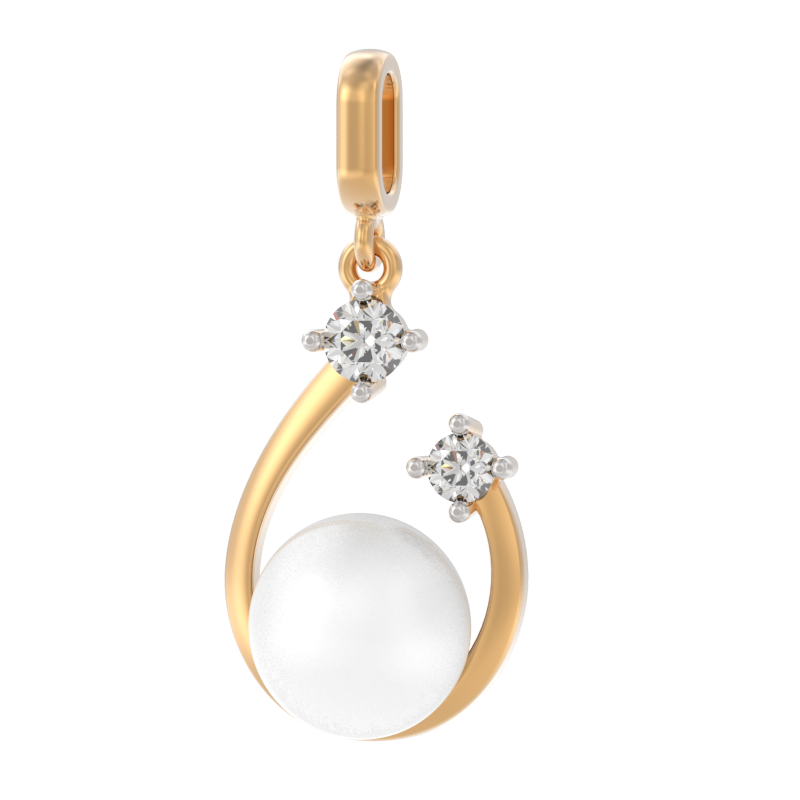 Подвеска из золота с камнем Жемчуг, Фианит фото, цены