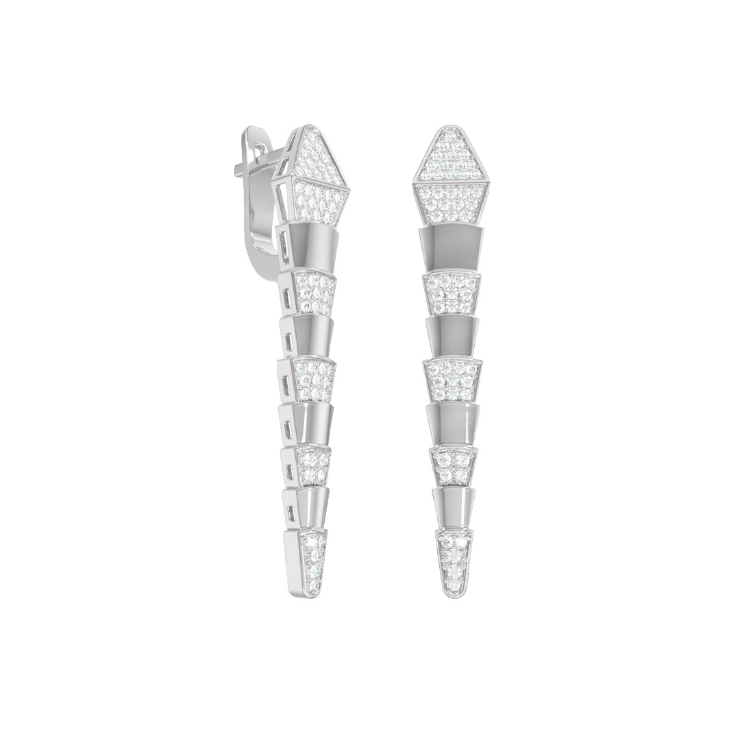 Серьги из серебра с камнем Фианит фото, цены