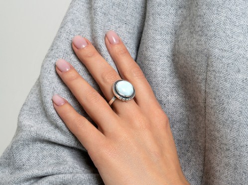 Кольцо из серебра с камнем Ларимар фото, цены