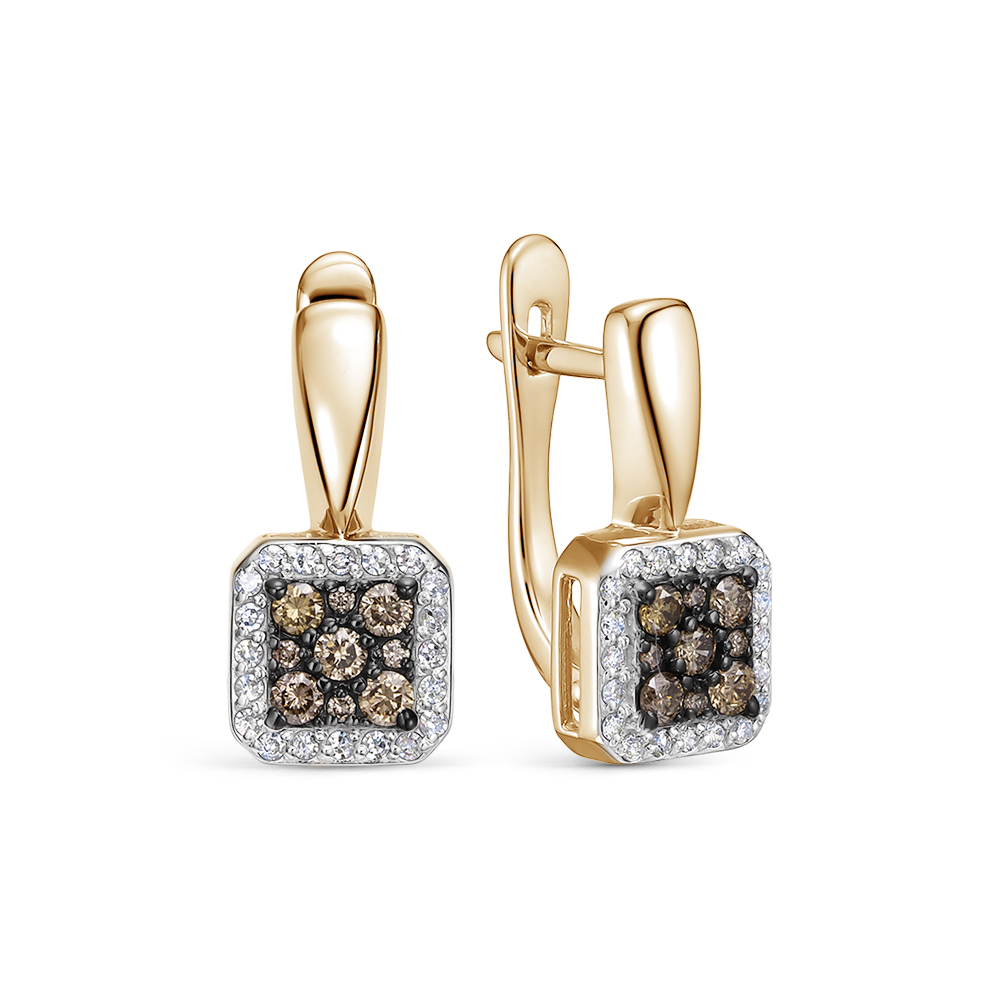 Серьги из золота с камнем Бриллиант фото, цены