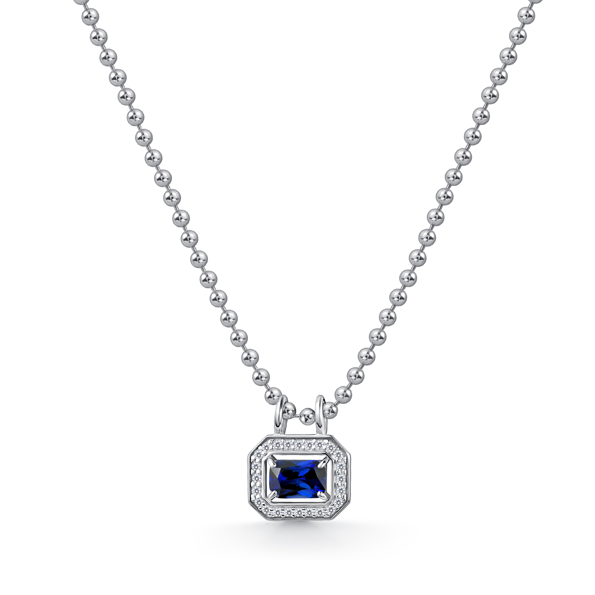 Колье из серебра с камнем Фианит, Сапфир г/т фото, цены