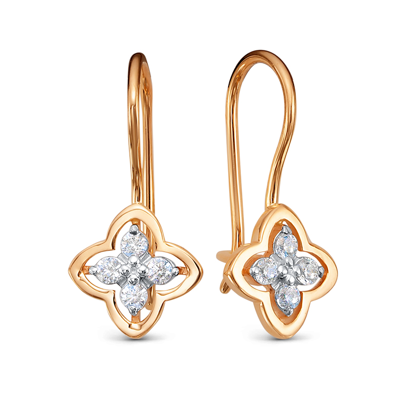 Серьги из золота с камнем Фианит фото, цены