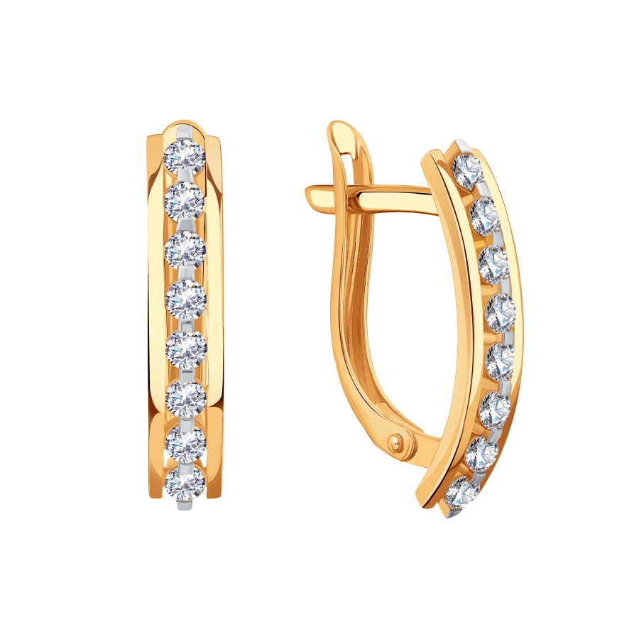 Серьги из золота с камнем Фианит фото, цены