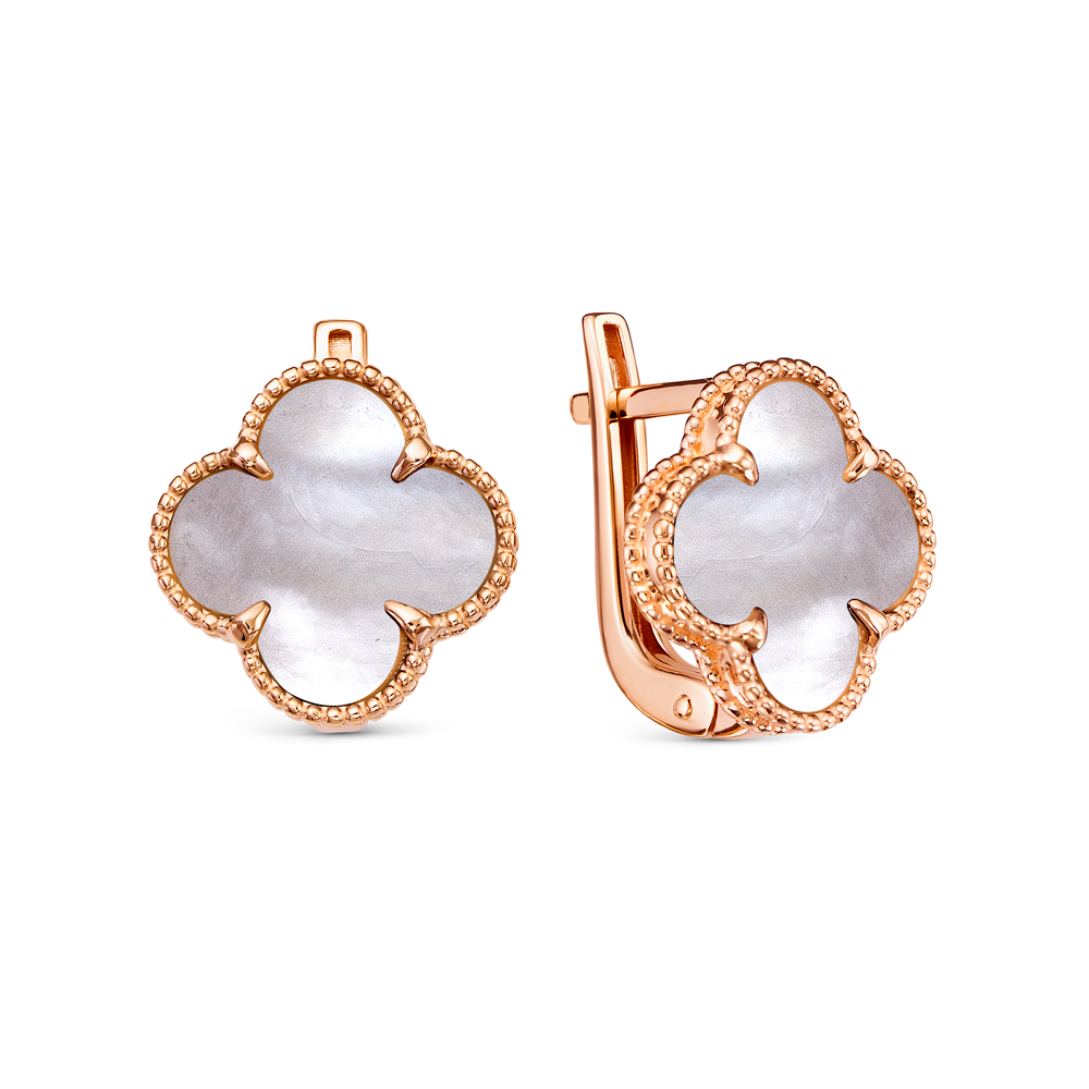 Серьги из золота с камнем Перламутр фото, цены