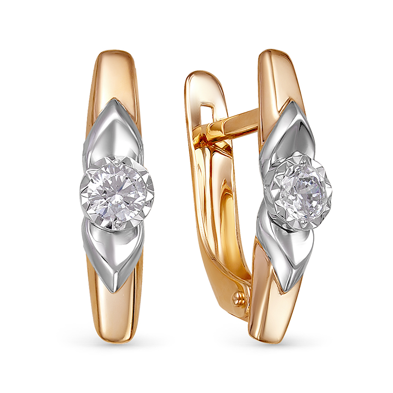 Серьги из золота с камнем Фианит фото, цены