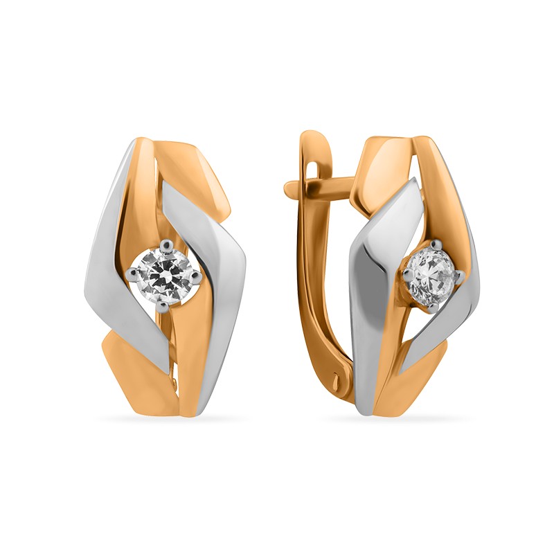 Серьги из золота с камнем Фианит фото, цены