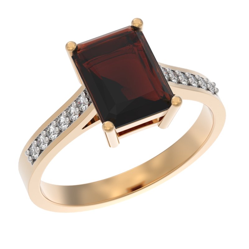 Кольцо из золота с камнем Гранат, Фианит фото, цены