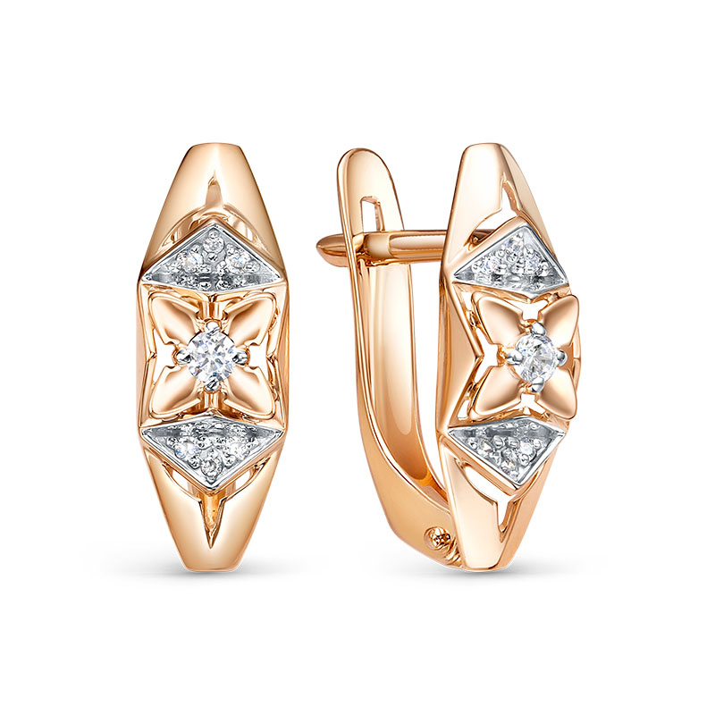 Серьги из золота с камнем Фианит фото, цены