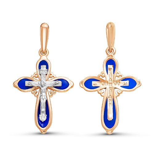 Крест из золота с камнем Бриллиант, вставками эмали фото, цены